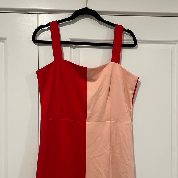 Alexia Admore Women's Short Sleeveless Colorblocking Dress Red Pink Sz L - Picture 2 of 9